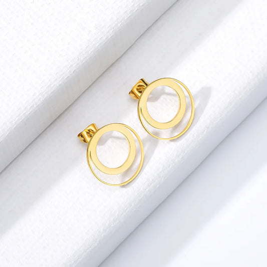 Stainless Steel Bijoux Geometric Circle Stud Earrings